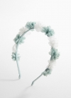 Mango Diadema flores relieve - Verde agua