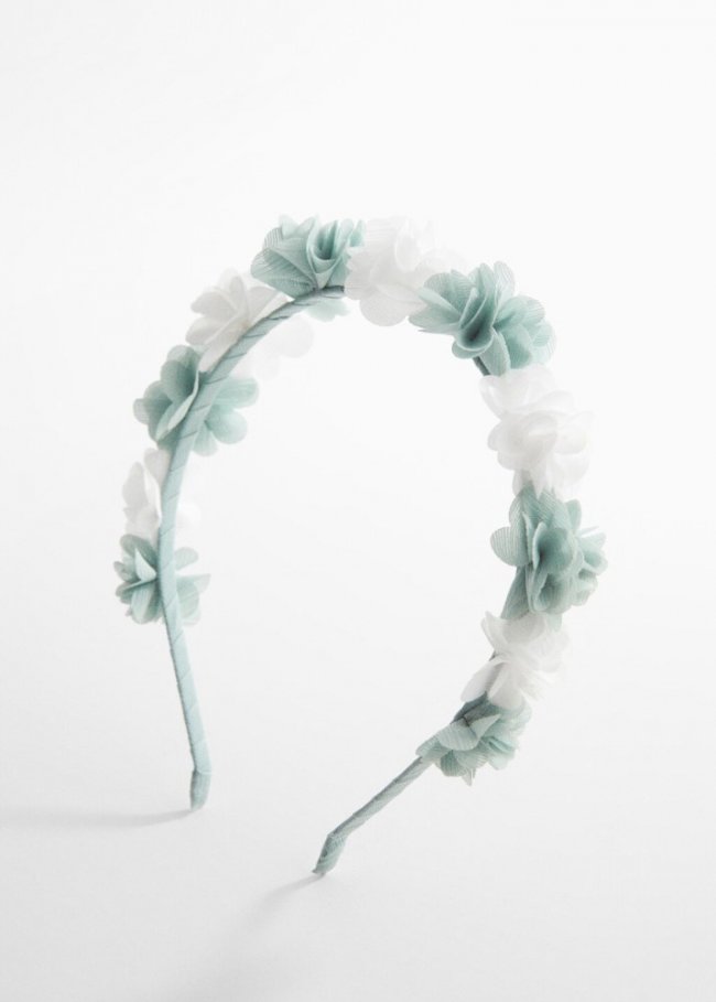 Mango Diadema flores relieve - Verde agua