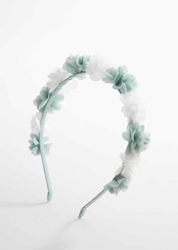 Mango Diadema flores relieve - Verde agua