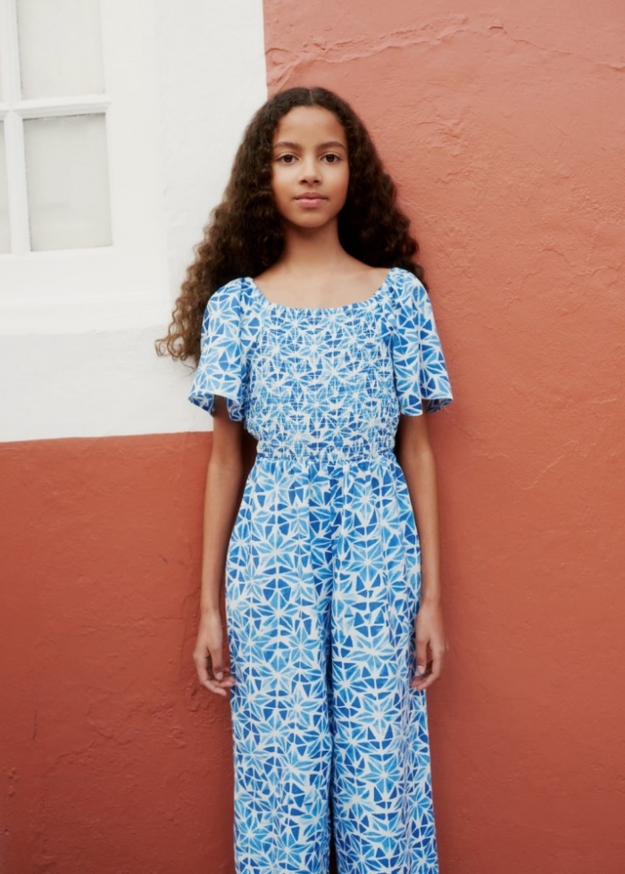 Mango Mono cinturón estampado - Azul