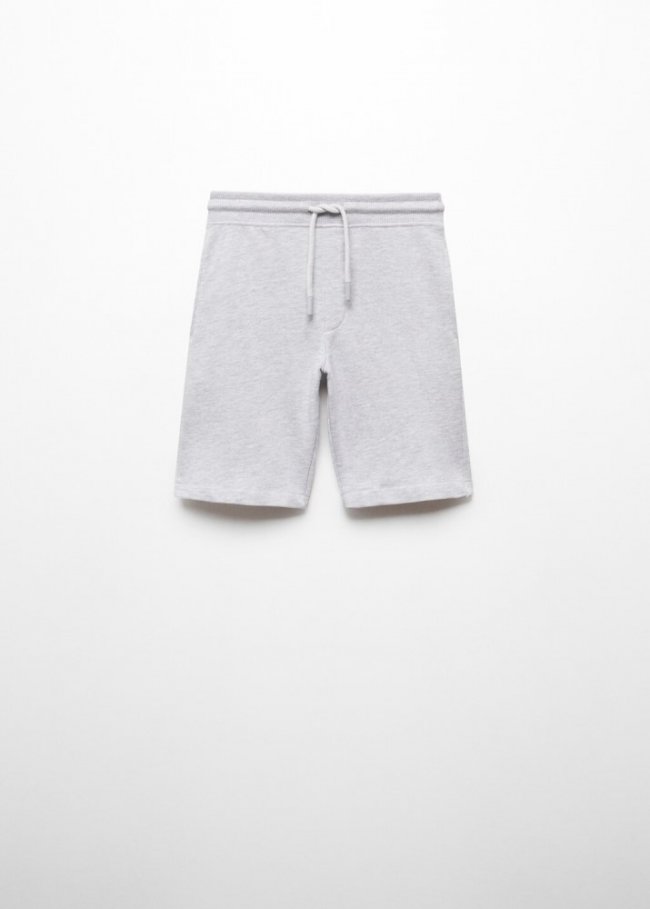 Mango Bermudas algodón cintura elástica - Gris medio vigoré