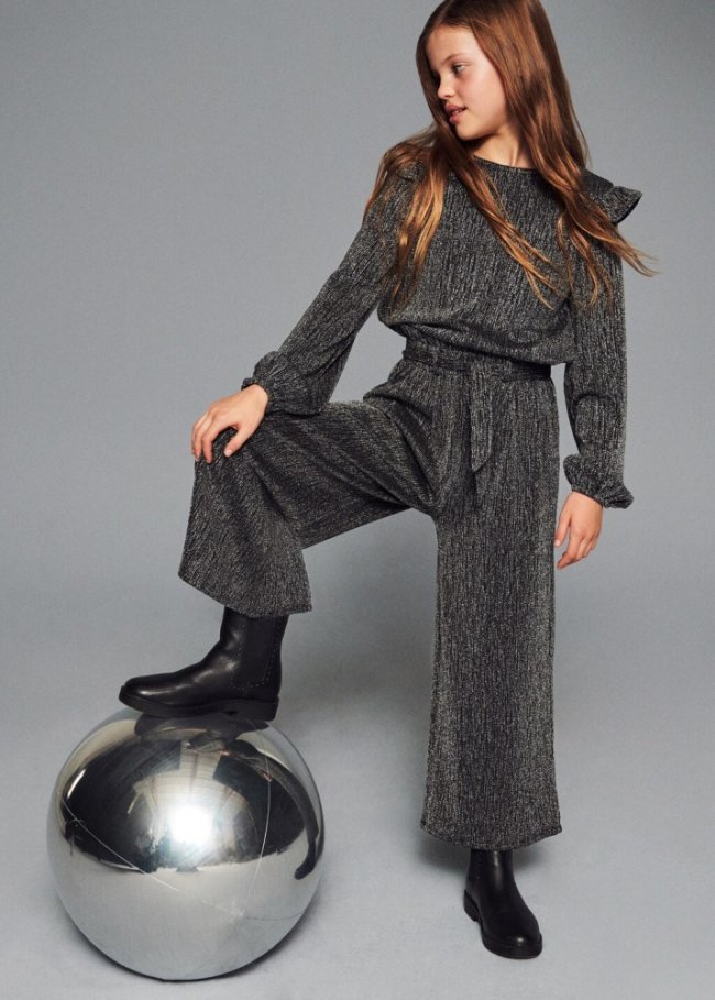 Mango Pantalón lúrex - Plata