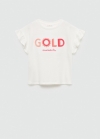 Mango Camiseta mensaje volantes - Blanco roto