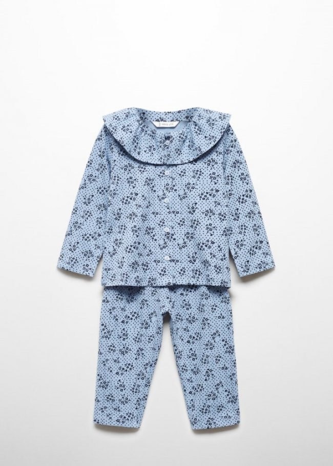 Mango Pijama algodón estampado - Azul