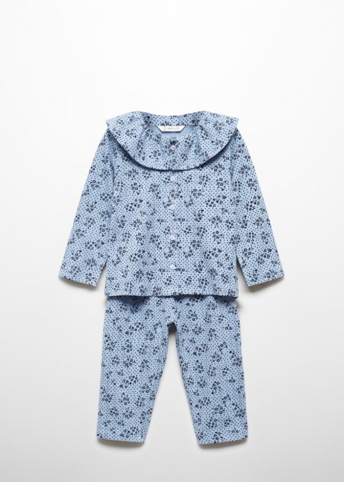 Mango Pijama algodón estampado - Azul