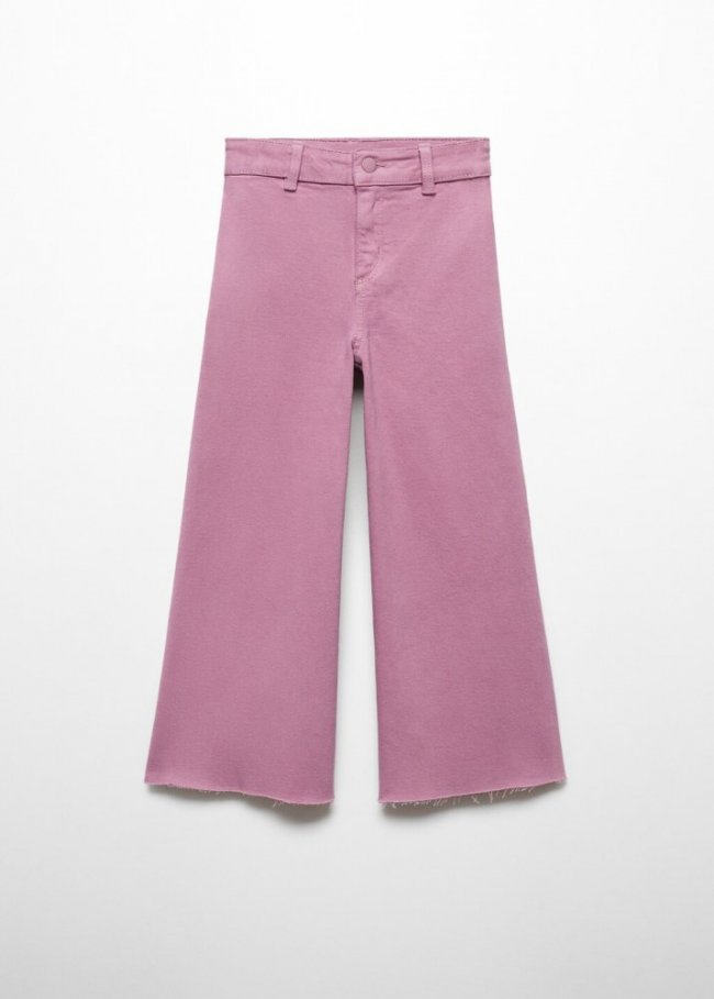 Mango Jeans culotte bajo deshilachado - Púrpura