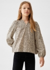 Mango Blusa estampado leopardo - Blanco roto