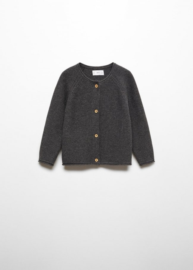 Mango Cárdigan punto algodón - Gris antracita