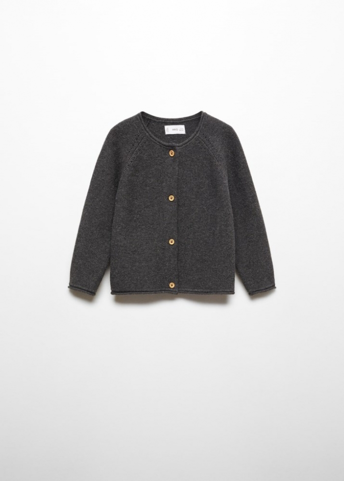 Mango Cárdigan punto algodón - Gris antracita