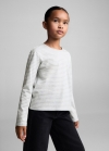 Mango Camiseta algodón rayas - Gris claro vigoré