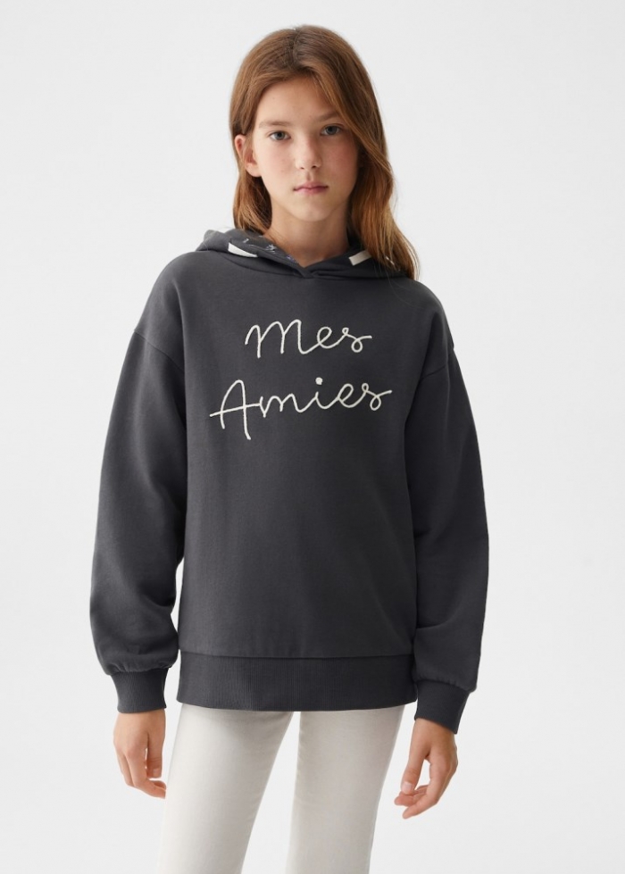 Mango Sudadera mensaje bordado - Gris antracita