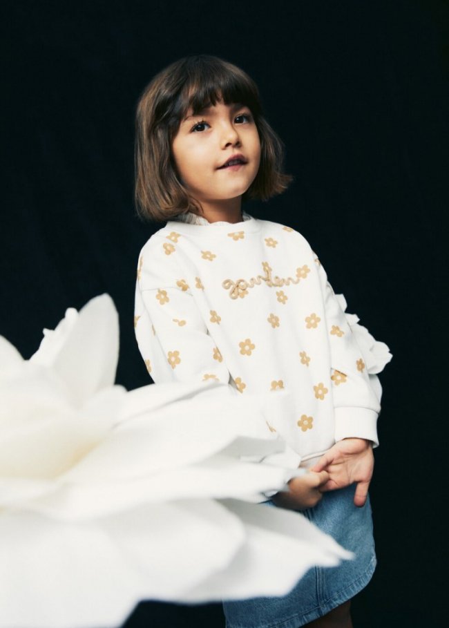 Mango Sudadera estampado floral - Blanco roto
