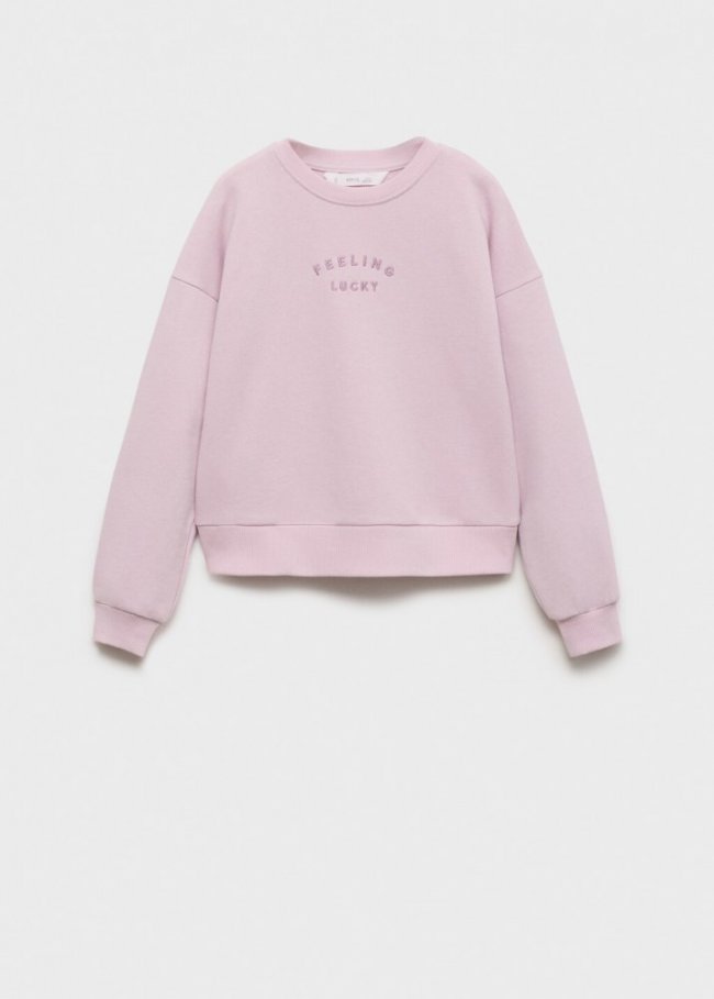 Mango Sudadera algodón detalle bordado - Morado claro/pastel