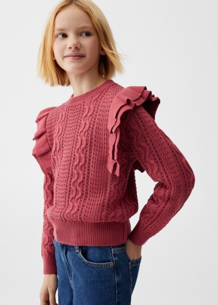 Mango Jersey punto calado - Cereza