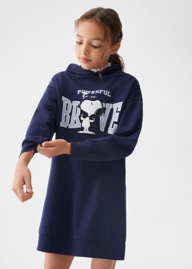 Mango Vestido sudadera Snoopy - Azul marino