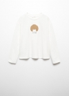 Mango Camiseta manga larga estampada - Blanco roto