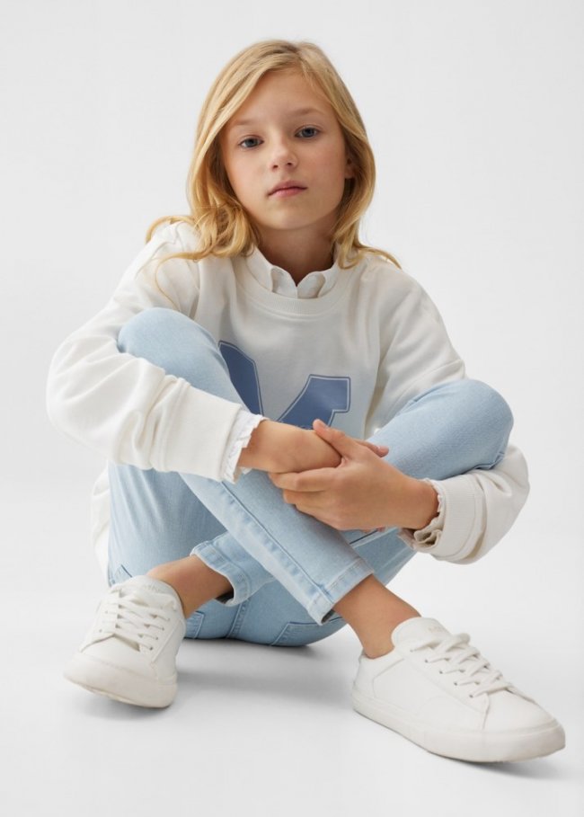 Mango Jeggings tiro alto elásticos - Azul claro