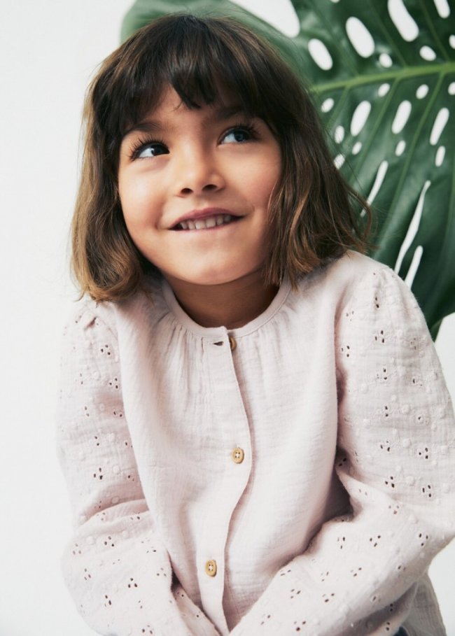 Mango Blusa bordada - Morado claro/pastel