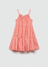 Mango Vestido estampado volantes - Rojo coral