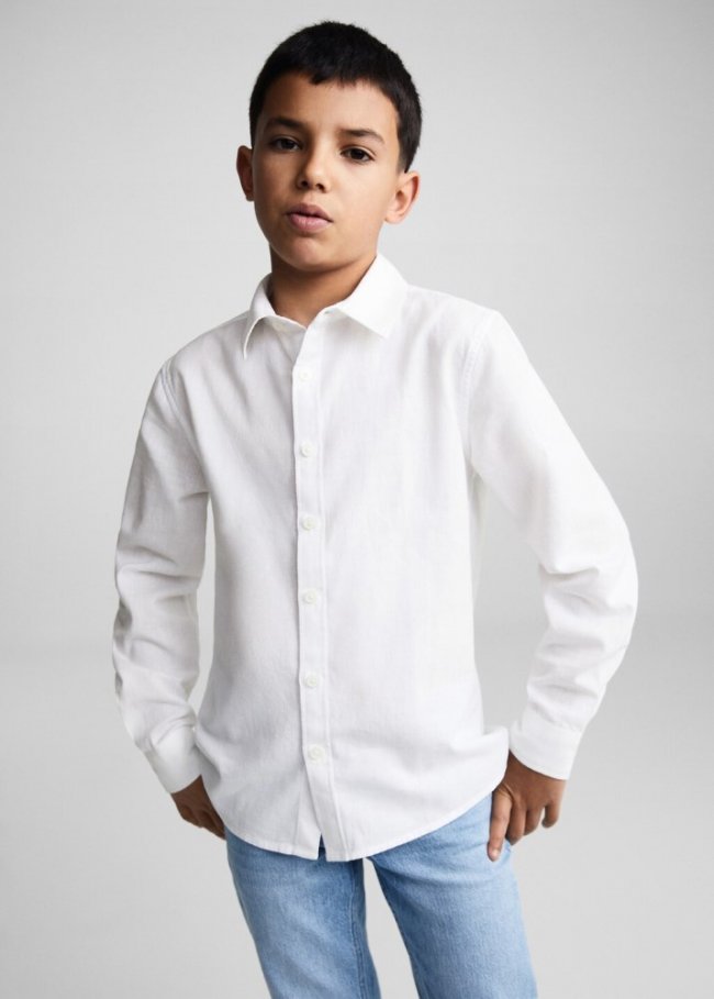 Mango Camisa regular fit algodón - Blanco