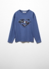 Mango Camiseta algodón superhéroe - Azul