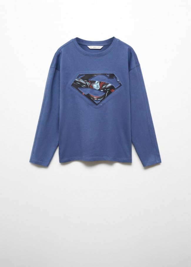 Mango Camiseta algodón superhéroe - Azul