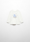 Mango Camiseta estampada algodón - Blanco roto