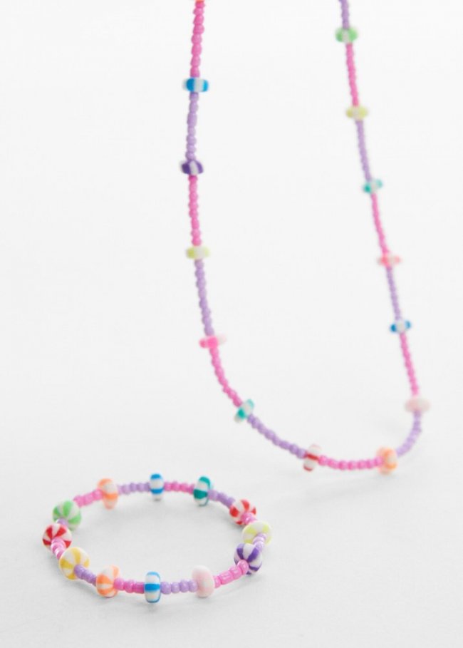 Mango Collar abalorios combinados - Rosa