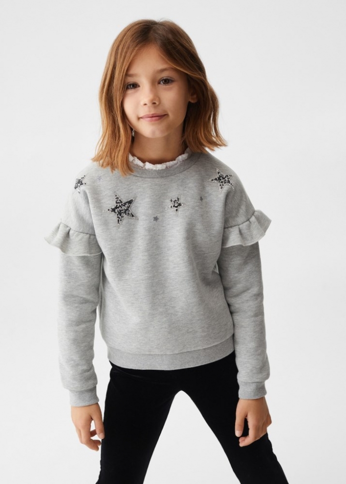 Mango Sudadera estampada volantes - Gris medio vigoré