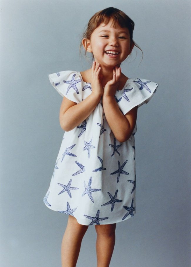 Mango Vestido estampado estrellas - Blanco roto
