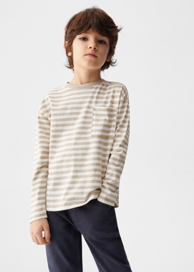Mango Camiseta manga larga rayas - Gris claro/pastel