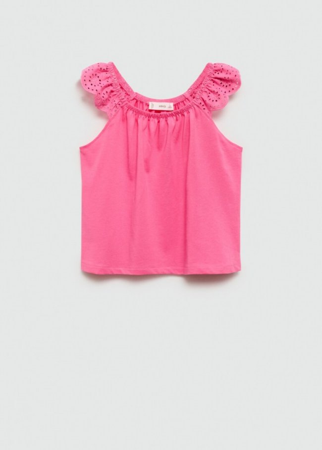 Mango Camiseta tirantes volante - Fucsia