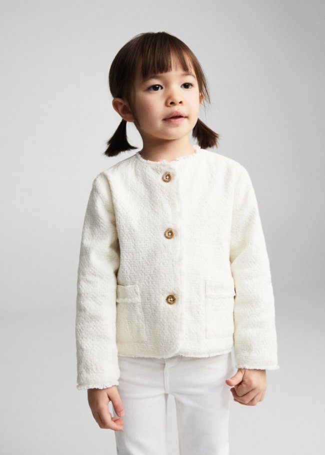 Mango Chaqueta textura botones - Crudo