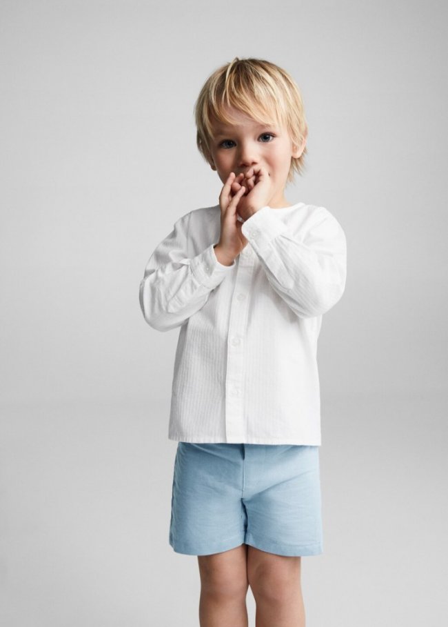 Mango Camisa cuello mao - Blanco
