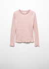 Mango Camiseta punto manga larga - Rosa