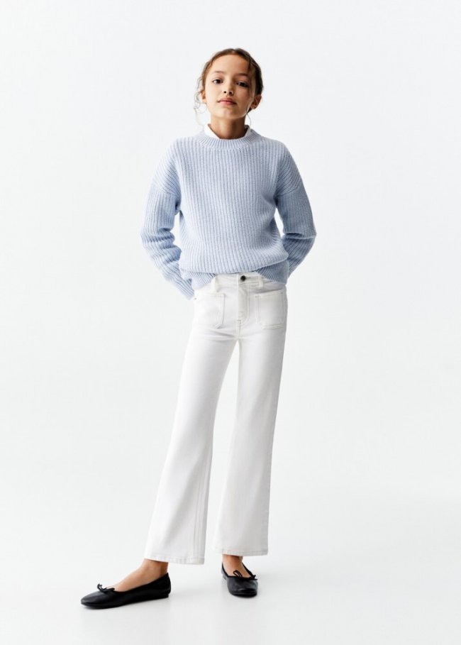 Mango Jeans flare bolsillos - Blanco