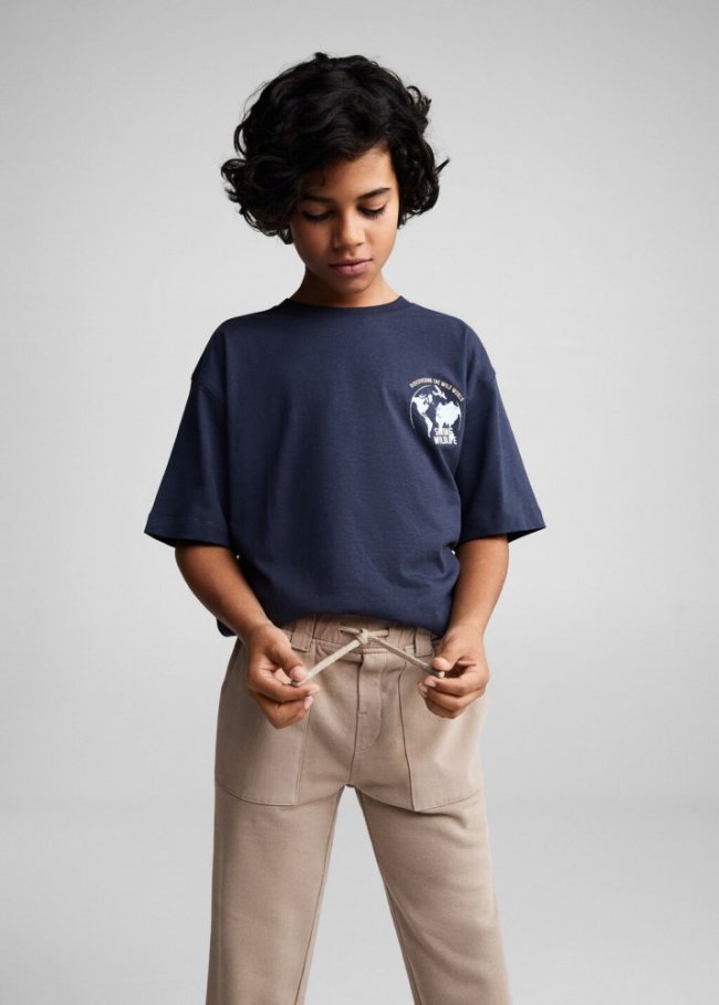 Mango Pantalón cintura elástica - Marrón medio