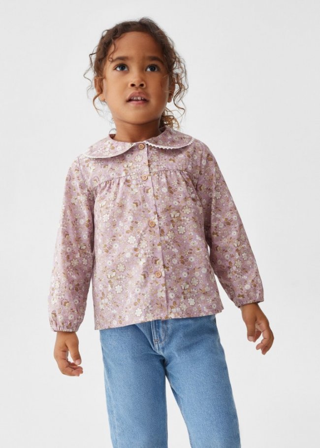 Mango Blusa estampado flores - Lavanda