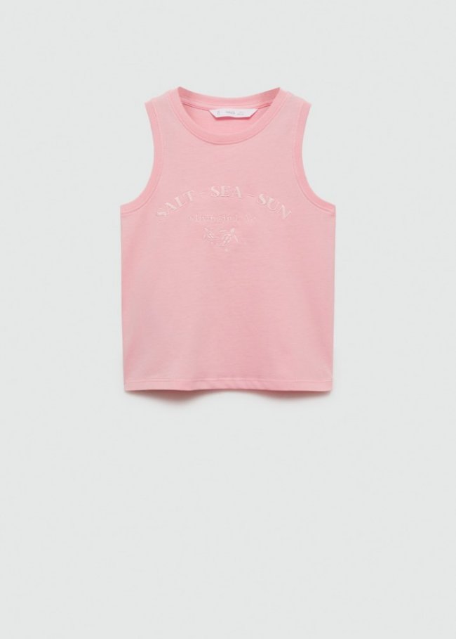 Mango Camiseta tirantes estampada - Rosa