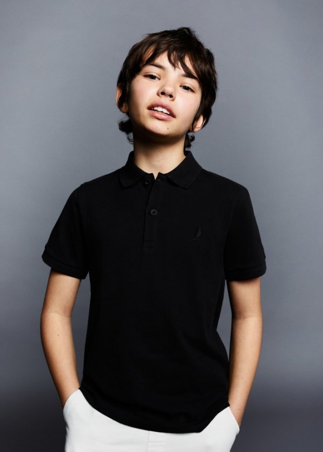 Mango Polo 100% algodón - Negro