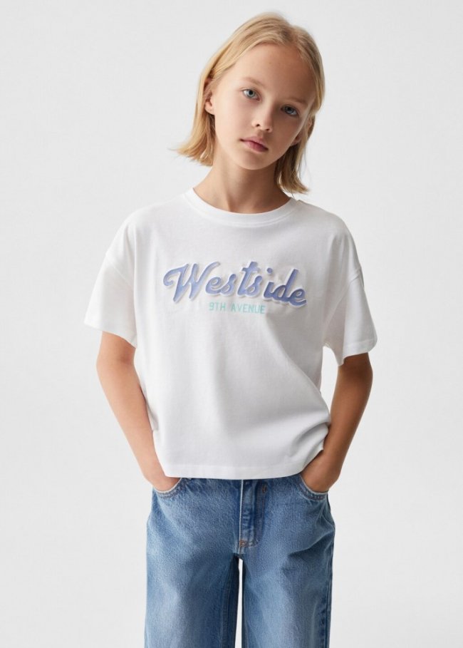 Mango Camiseta mensaje estampado - Blanco roto
