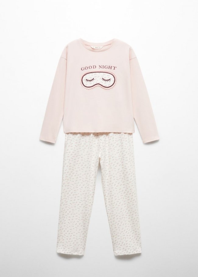 Mango Pijama largo estampado - Rosa