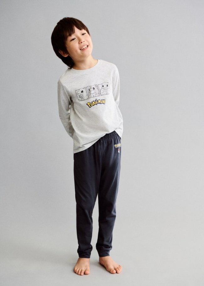 Mango Pijama Pikachu Pokemón - Gris antracita
