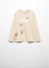 Mango Camiseta mensaje estampado - Arena
