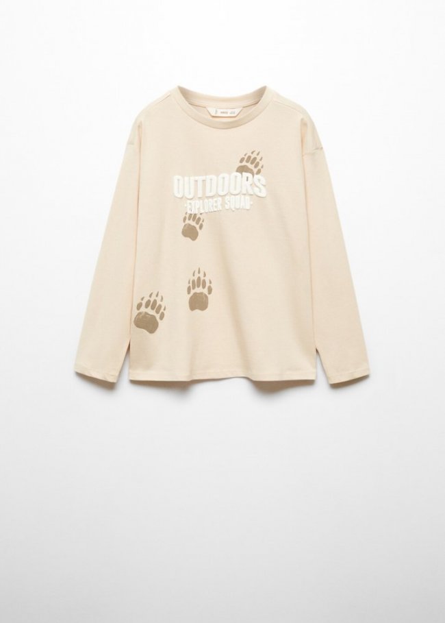 Mango Camiseta mensaje estampado - Arena