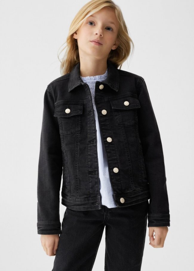 Mango Chaqueta vaquera bolsillos - Denim negro