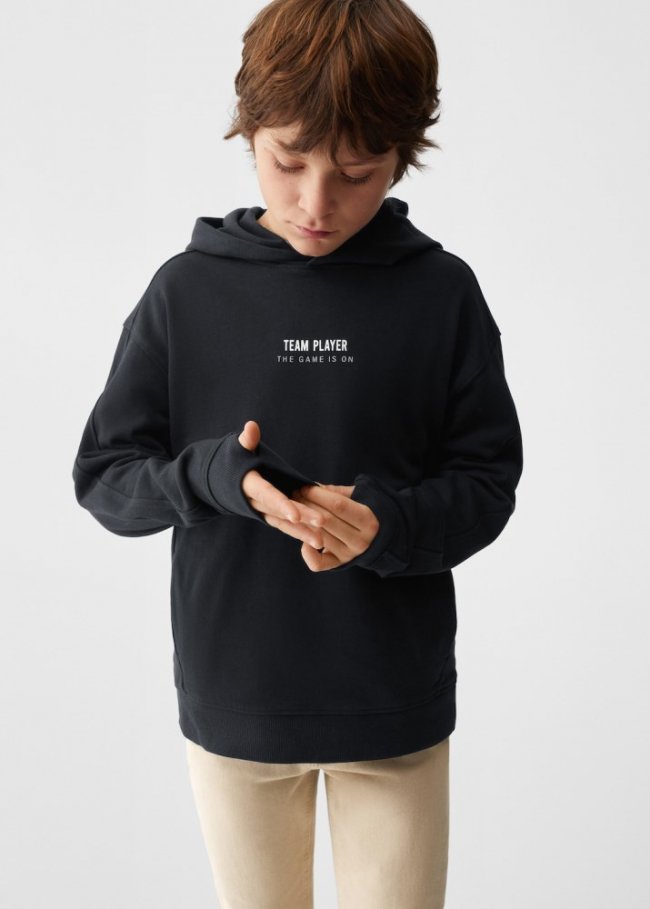 Mango Sudadera algodón mensaje - Negro