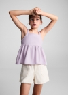 Mango Top tirantes lino - Morado claro/pastel