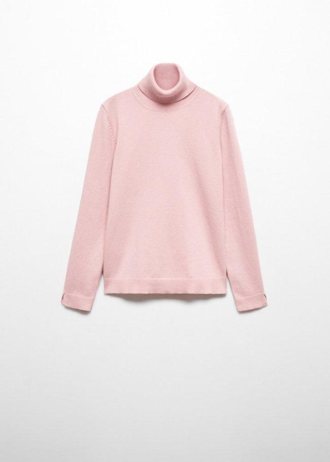 Mango Jersey cuello alto - Rosa pastel