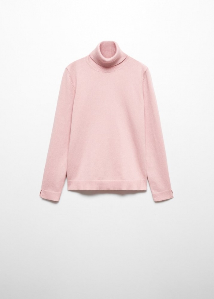 Mango Jersey cuello alto - Rosa pastel